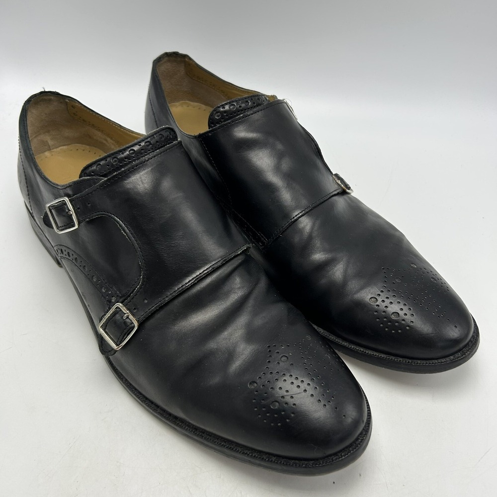 Cole Haan Loafers Mens 12 M Slip On Black Monk Strap Leather Double Buckle - Picture 3 of 11